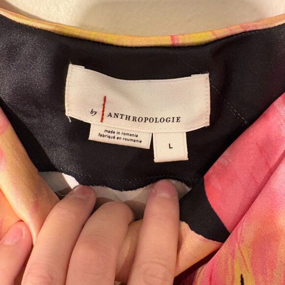 Anthropologie Strapless Floral Satin Maxi Dress Large - Picture 8 of 9